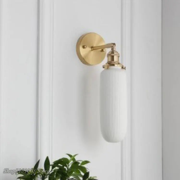 Afralia™ Nordic Ceramic LED Wall Light Modern Japanese Style Vintage Wall Lamp Sconce