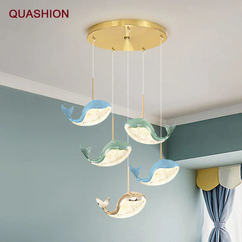 Afralia™ Dolphin Chandelier: Modern Luxury Pendant Light for Living Room and Children's Bedroom