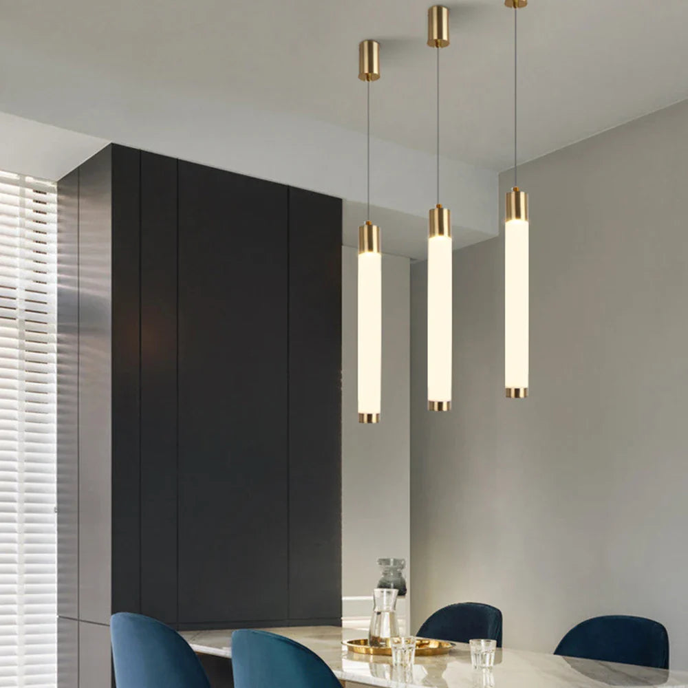 Afralia™ Nordic Gold LED Pendant Light for Kitchen Island, 360° Luminous Brilliance