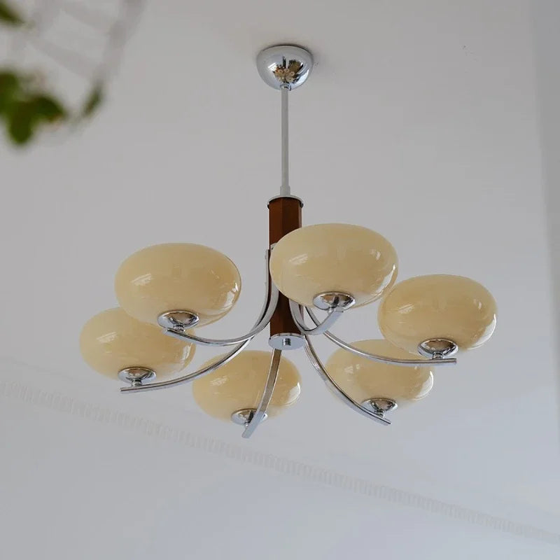 Afralia™ Milk White Glass Pendant Chandelier: Retro Bauhaus Style for Bedroom, Living Room, Restaurant