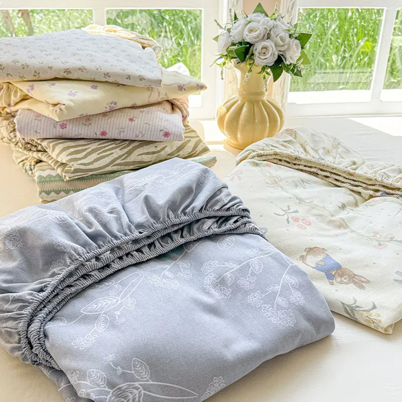 Afralia™ Queen Double Fitted Bed Sheet Coarse Cloth Mattress Cover - High-Quality Print