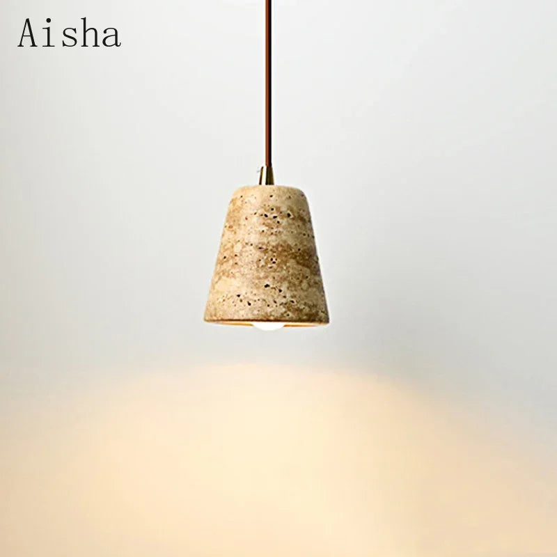 Afralia™ Nordic Yellow Stone Pendant Lamp - LED Lighting for Home, Restaurant, Bar