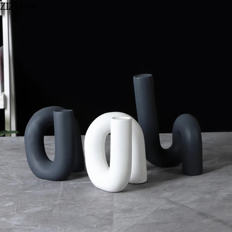 Afralia™ Twisted Pipeline Ceramic Sculpture Desk Decoration Statement Piece