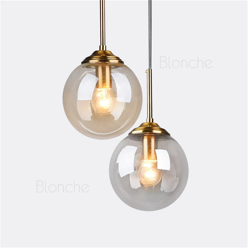 Afralia™ Glass Ball Pendant Lights - 15cm Modern Gold Hanging Lamps for Home Decor