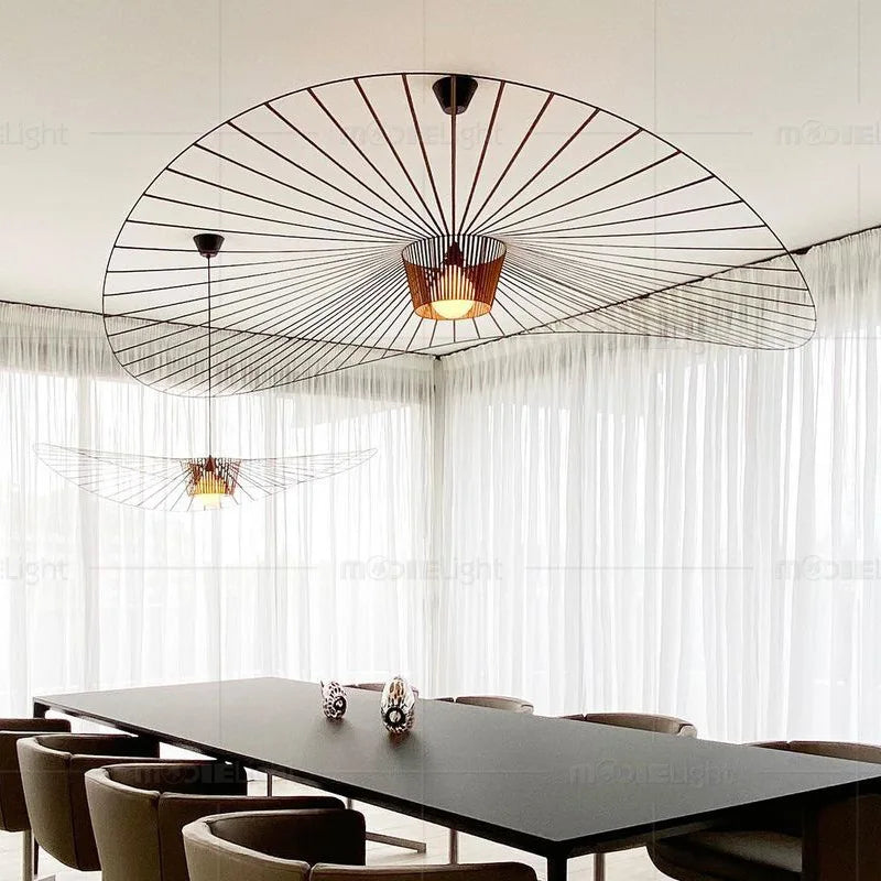 Afralia™ Simple Style Straw Hat Chandeliers for Living and Dining Room Lighting