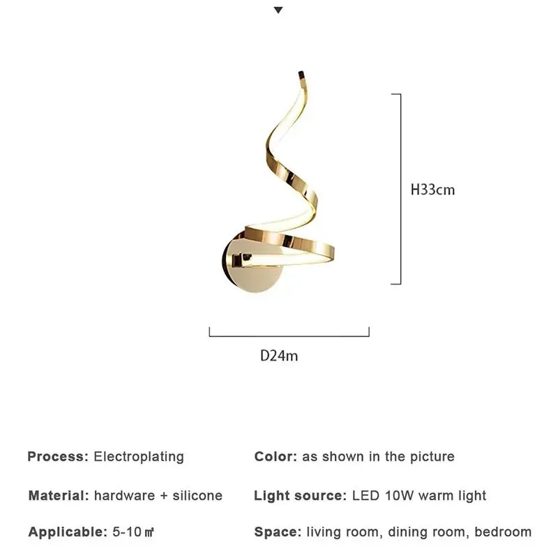 Afralia™ Modern Spiral Wall Lamp Iron Sconce for Living Bedroom Background Lighting