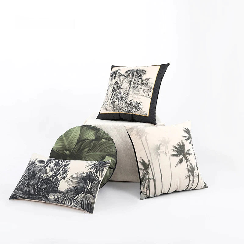 Afralia™ Jungle Cartoon Print Velvet Cushion Cover - Hawaiian Decor for Sofa