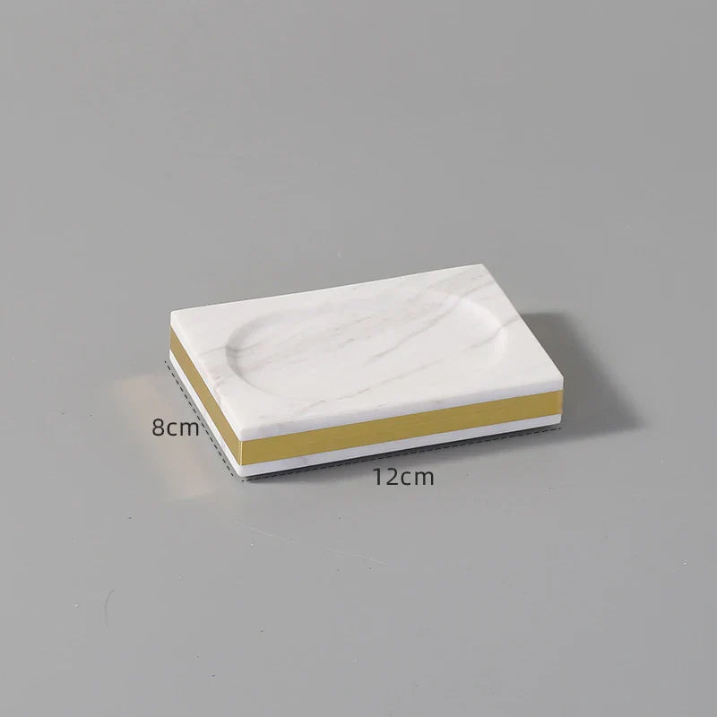 Afralia™ White Marble Gold Bathroom Set