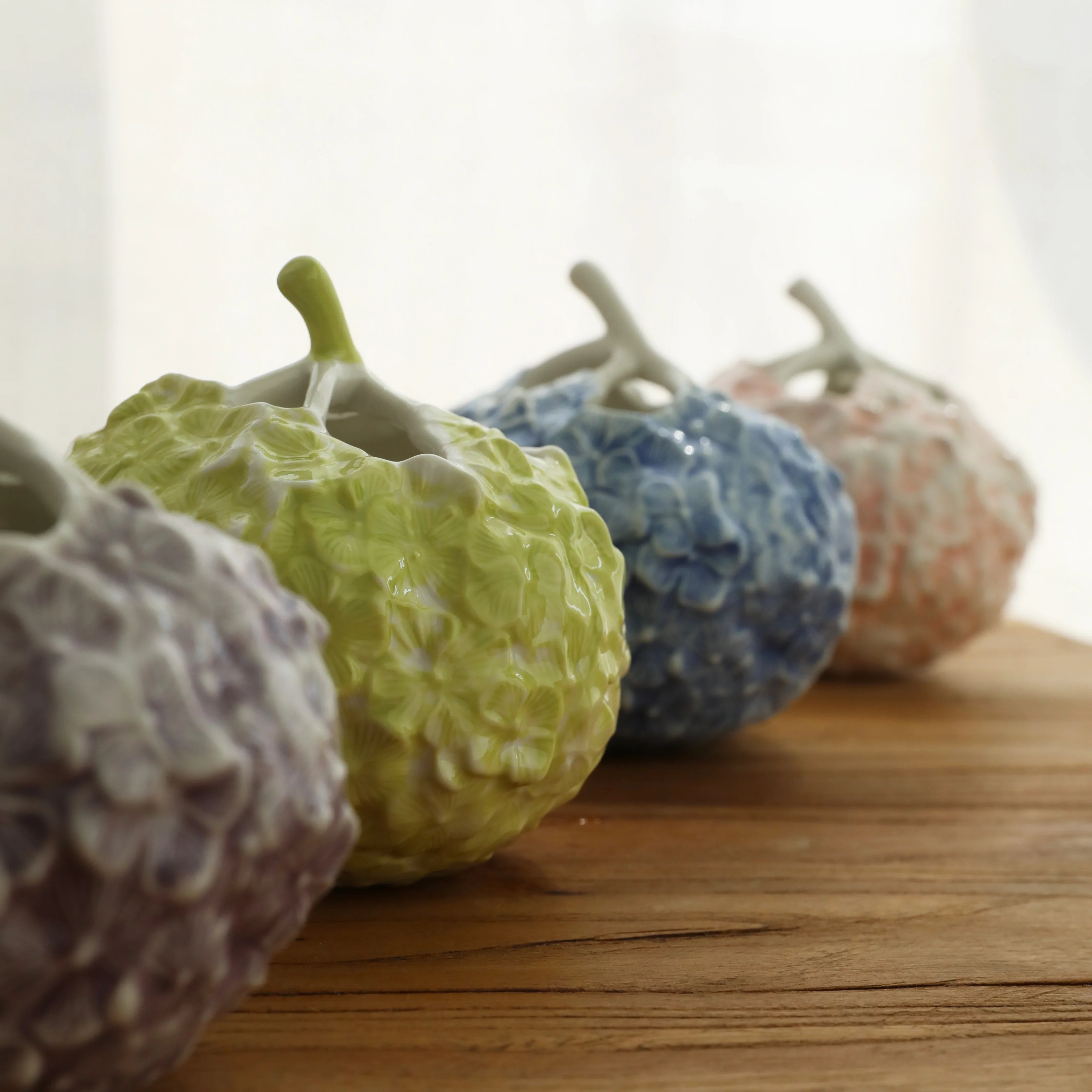 Afralia™ Hydrangea Ceramic Vase | Hand-Relief Sculpture Flower Ball Arrangement Accessory