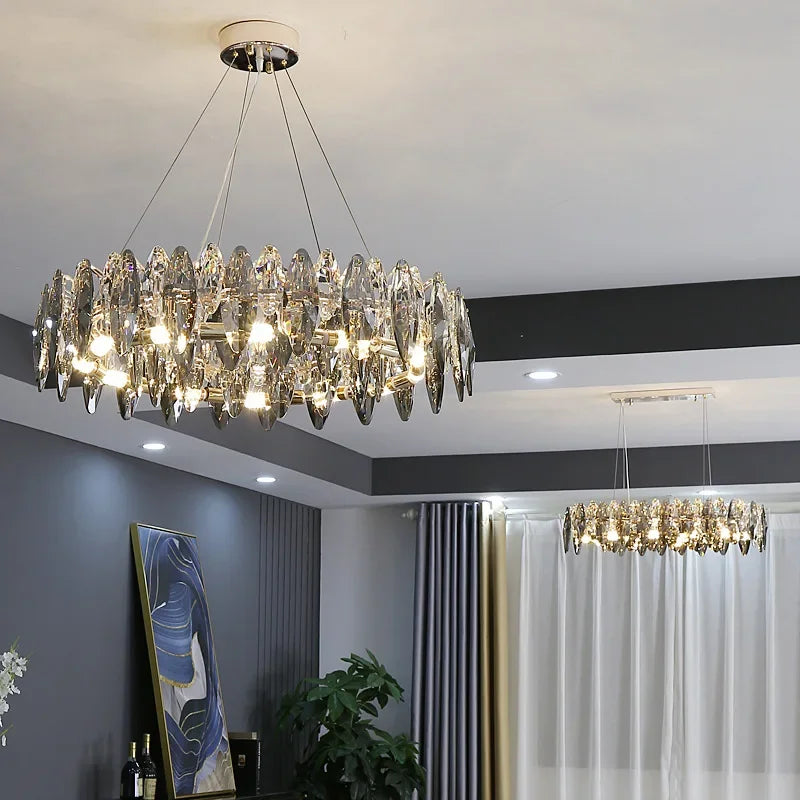 Afralia™ Luxury Diamond Crystal Chandelier for Dinning and Living Room Decor