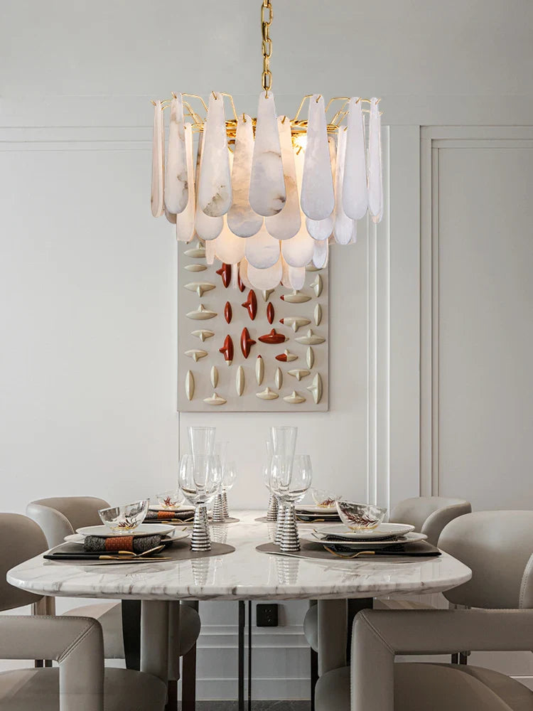 Afralia™ Alabaster Lustre LED Chandelier for Dining Room