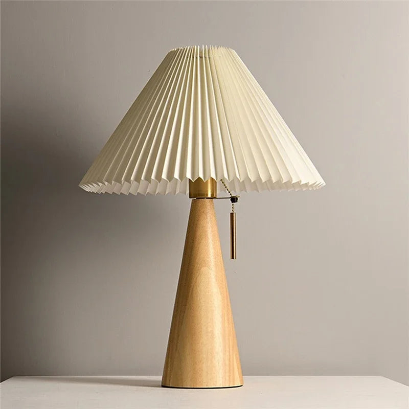 Afralia™ Nordic Retro Wooden Desk Lamp LED E27 for Bedroom Home Decoration