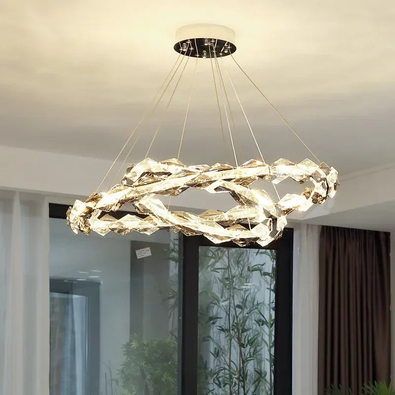 Afralia™ Crystal Chandelier Pendant Light - Dimmable Modern Luxury LED Chrome Luminaria