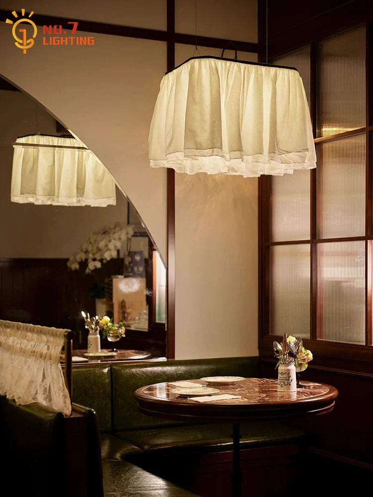 Afralia™ French Design LED E27 Fabric Pendant Lights for Atmosphere Decor in Hotels, Restaurants, and Bars
