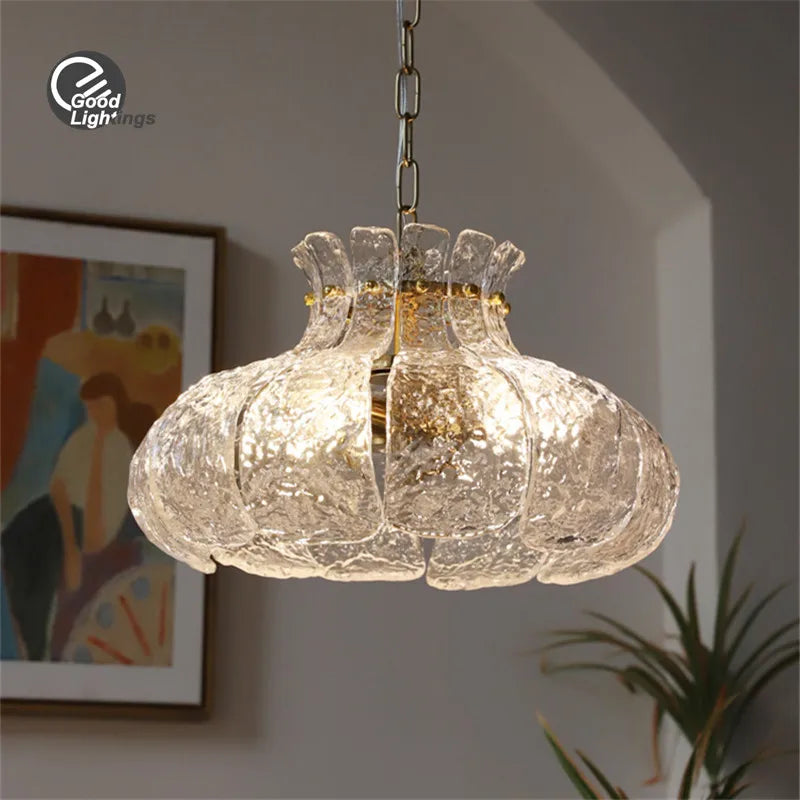 Afralia™ Glass French Pendant Chandelier for Dining Room Bedroom Bar Decor