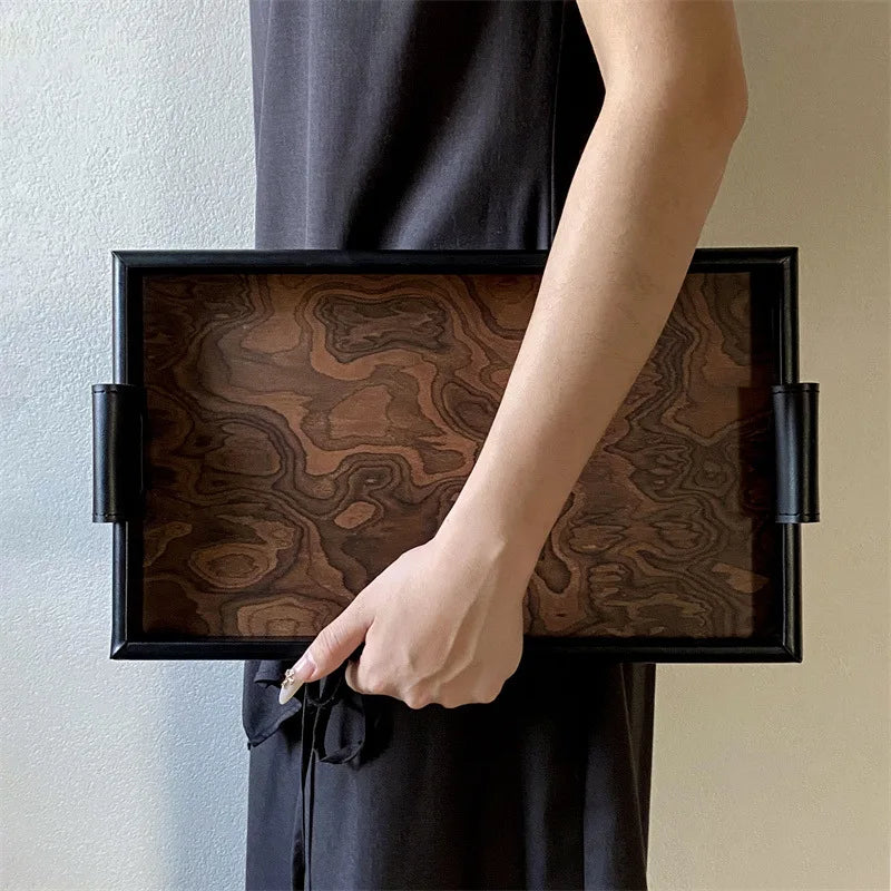 Afralia™ Wooden Tray Volcano Pattern Vintage Style Aromatherapy Jewelry Tray