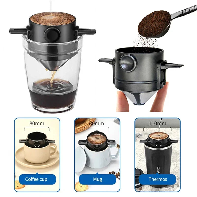 Afralia™ Pour Over Coffee Filter Cone for Hand Brewed Drip Coffee/Tea - Reusable Paperless Holder