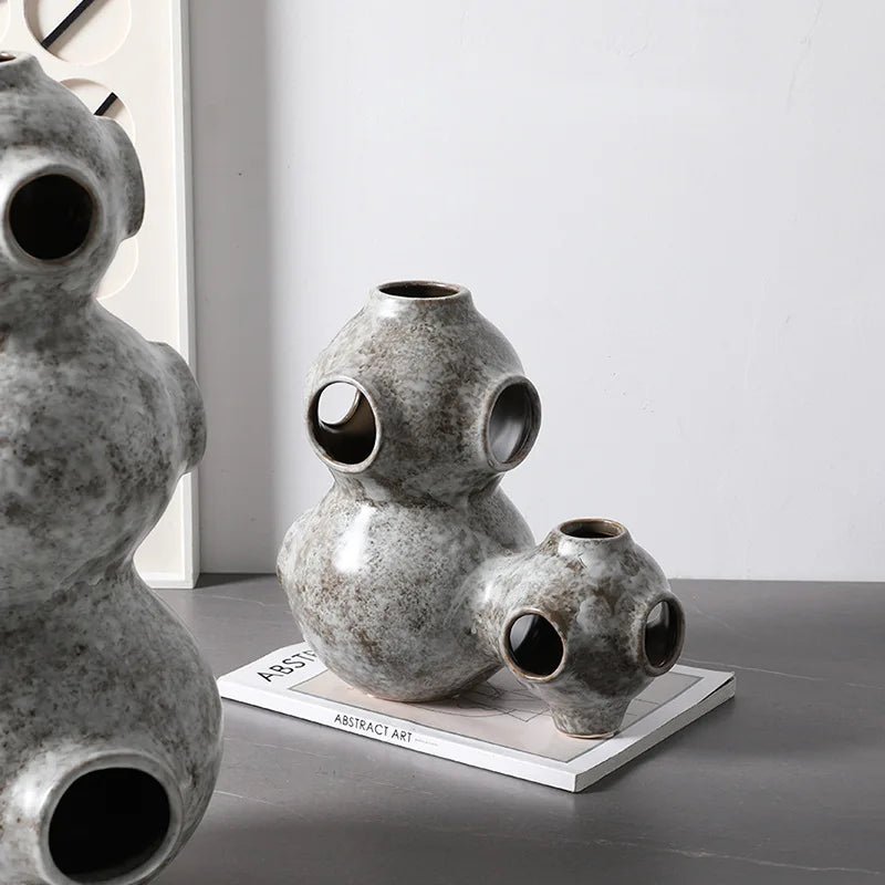 Afralia™ Abstract Planet Hollow Pipe Ceramic Ornament Figurine - Home Decor Accessory