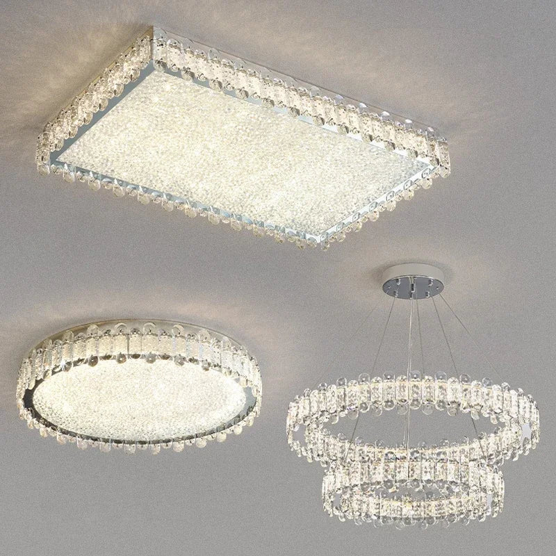 Afralia™ Crystal LED Ceiling Chandelier: Modern Dimmable Lighting Fixture for Stylish Home Decor