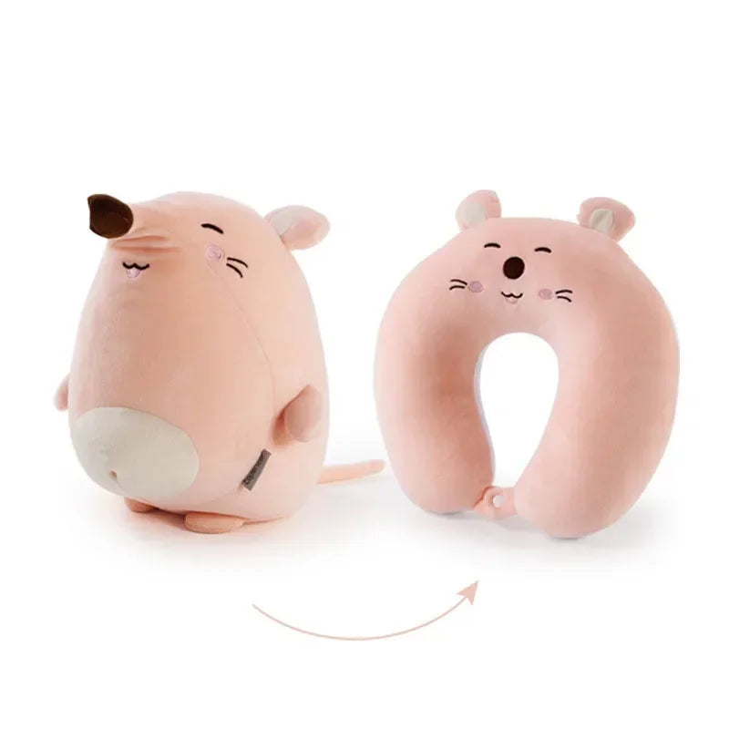 Afralia™ Cute Plush Animal Neck Pillow for Comfortable Travel & Office Rest