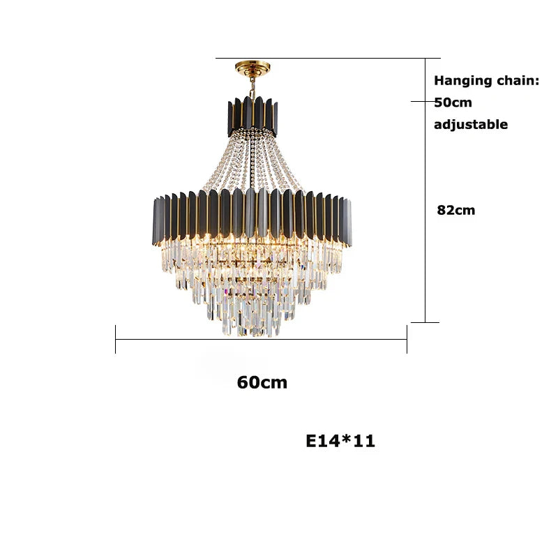 Afralia™ Crystal LED Chandelier Black Gold Finish for Dinning Room