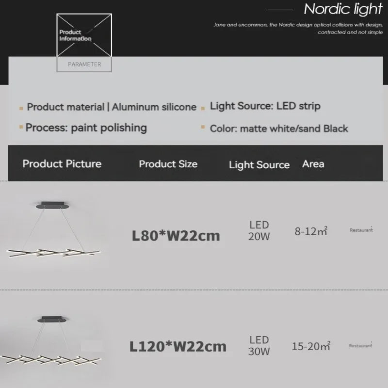 Afralia™ Modern Dimmable LED Chandelier for Long Dining Table, Kitchen, Bar - Pendant Lights