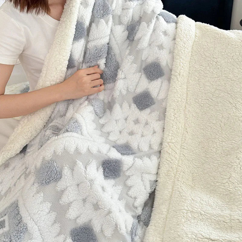 Afralia™ Luxury Jacquard Lamb Fleece Blanket | Soft Double-Layer Sofa Cover