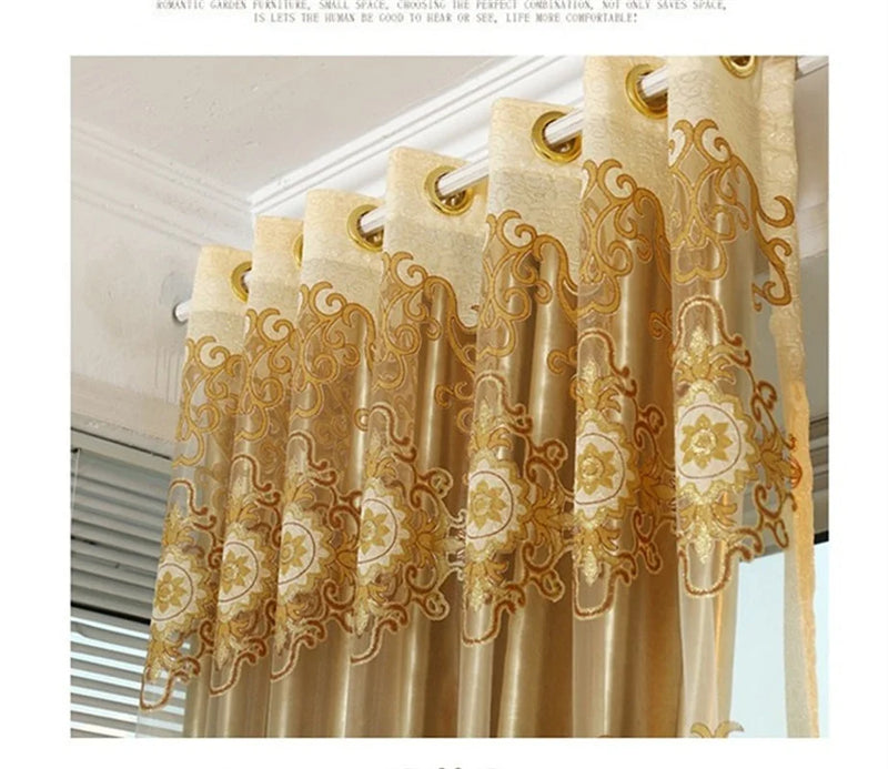 Afralia™ Jacquard Light Brown Blackout Curtains - Luxury Shading Window Valance for Living Room & Bedroom