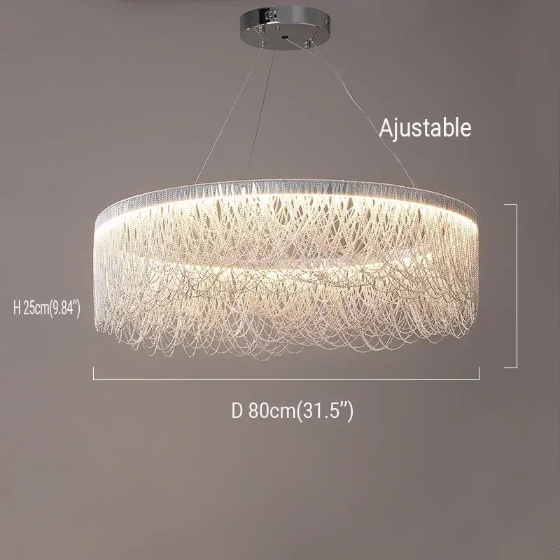 Afralia™ LED Chrome Tassel Chandelier for Home Living Dining Bedroom Decor