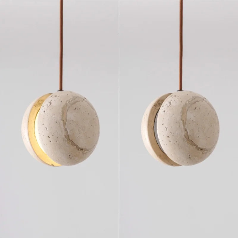 Afralia™ Yellow Travertine LED Pendant Light: Nordic Modern Hanging Lamp