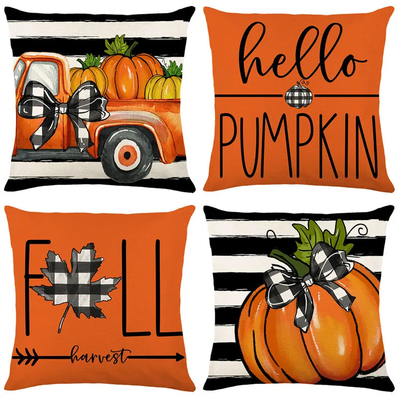 Afralia™ Thanksgiving Pumpkin Throw Pillow Cover Home Decor Sofa Cushion Bedroom Pillowcase
