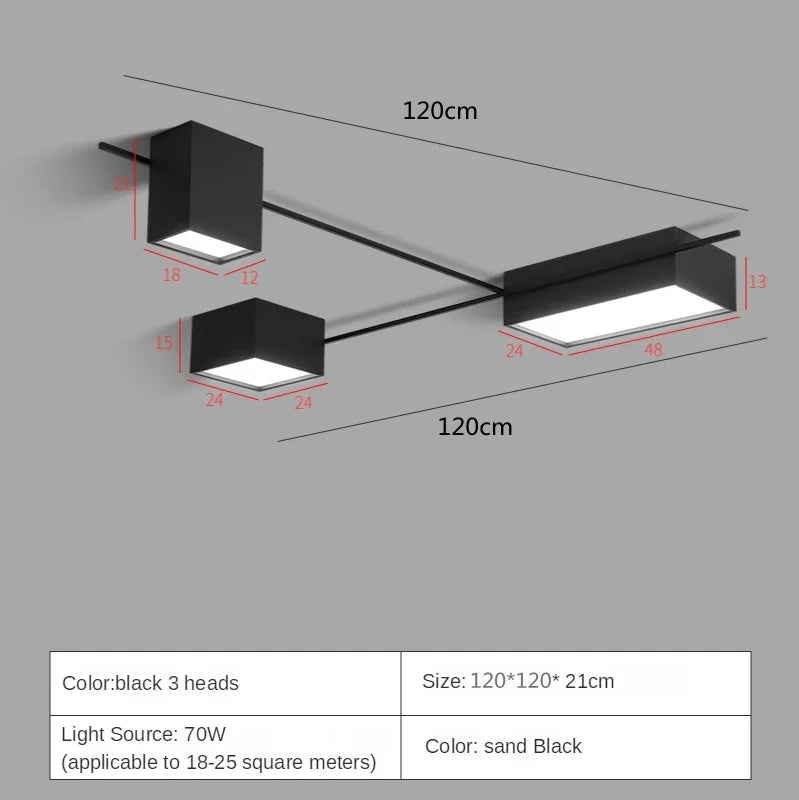 Afralia™ Black Nordic LED Ceiling Lights Chandeliers for Modern Living Room Decoration