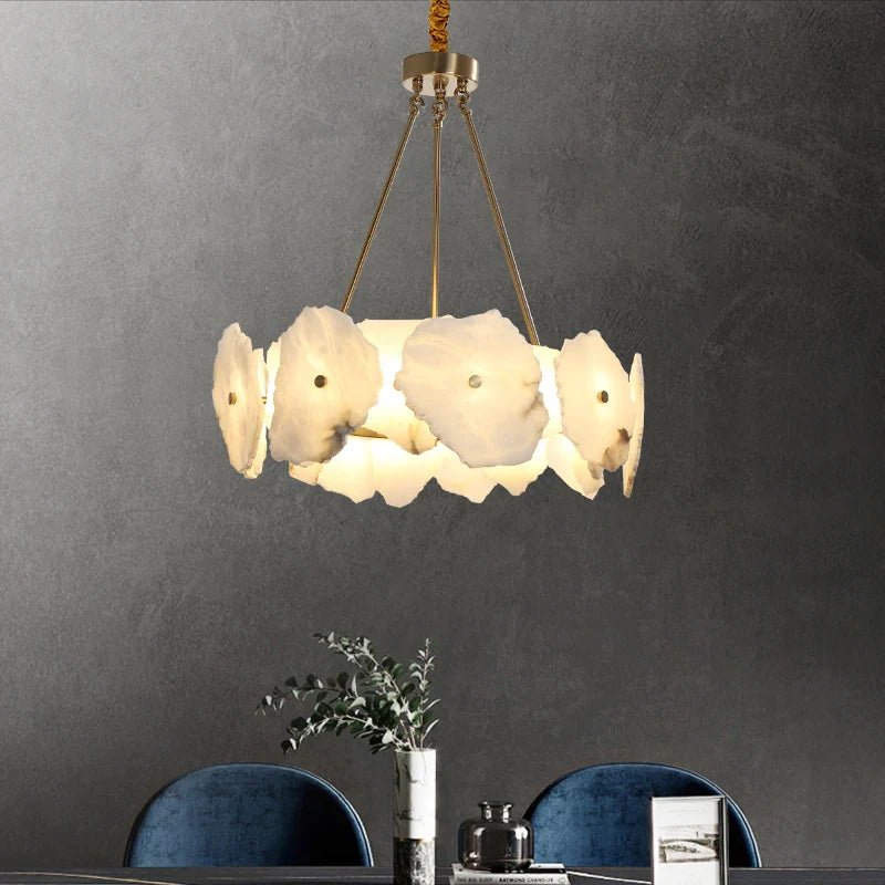 Copper LED Pendant Lights Marble Kitchen Hanging Lamp by Afralia™