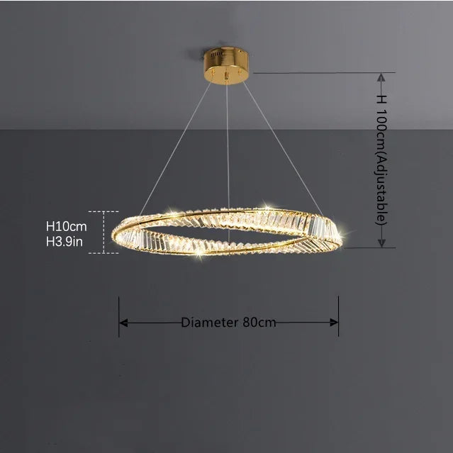 Afralia™ DNA Spiral Crystal Chandelier LED Ring Design for Luxury Living Room