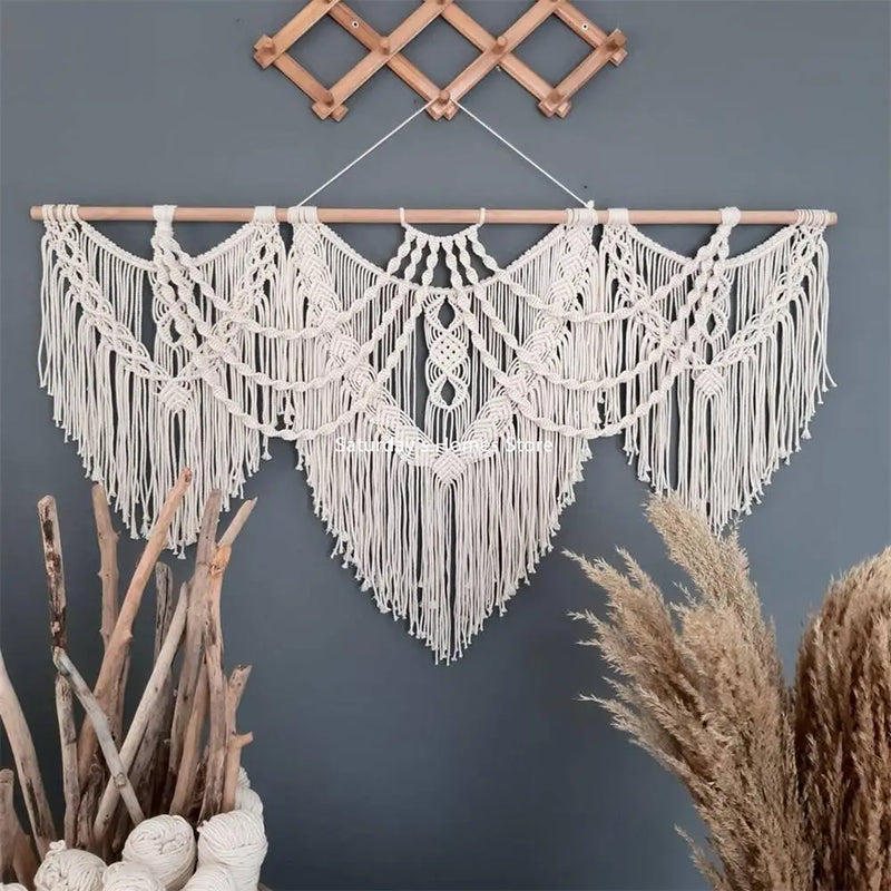 Afralia™ Large Macrame Bohemian Tapestry Wall Hanging for Boho Decor in Living Room