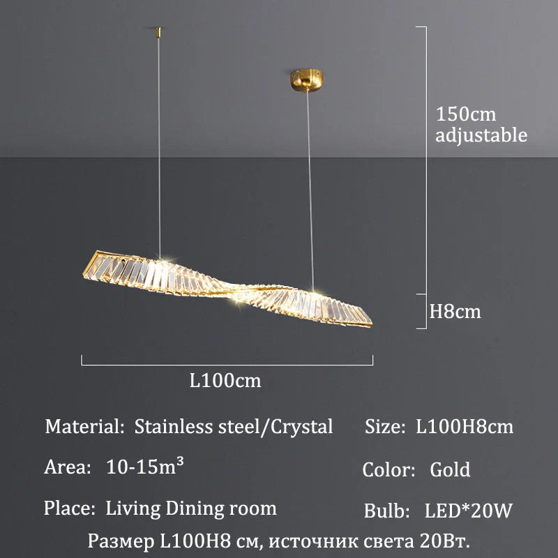 Afralia™ Crystal Chandelier LED Strip for Home Dining Room Decoration