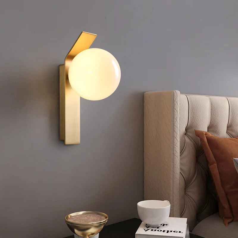 Afralia™ Nordic Gold Metal Indoor Wall Lamp Sconce for Bedroom Living Room Stairs Lighting