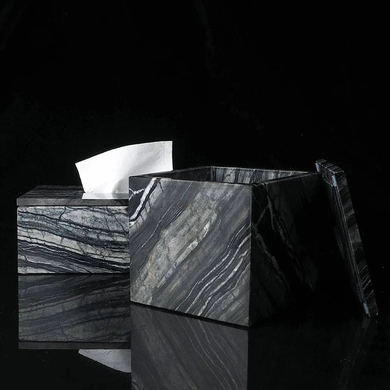 Afralia™ Marble Napkin Tissue Box Holder | Luxury Bathroom Accessories Set