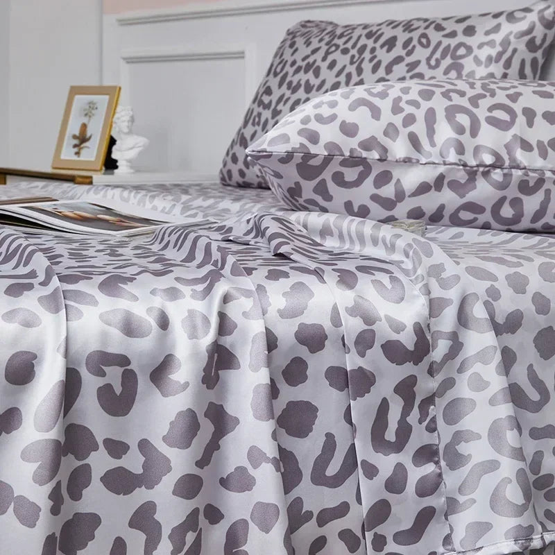 Afralia™ Satin Leopard Print Sheet Set - Queen/King Sizes