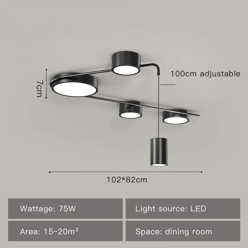 Afralia™ Modern LED Chandeliers Black Indoor Lighting for Living Dining Study Bedroom Hall Kitchen