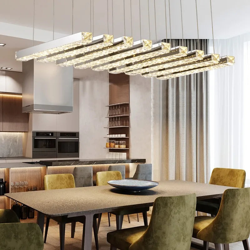 Afralia™ Luxury Crystal LED Pendant Light for Living Room Bar Chandelier