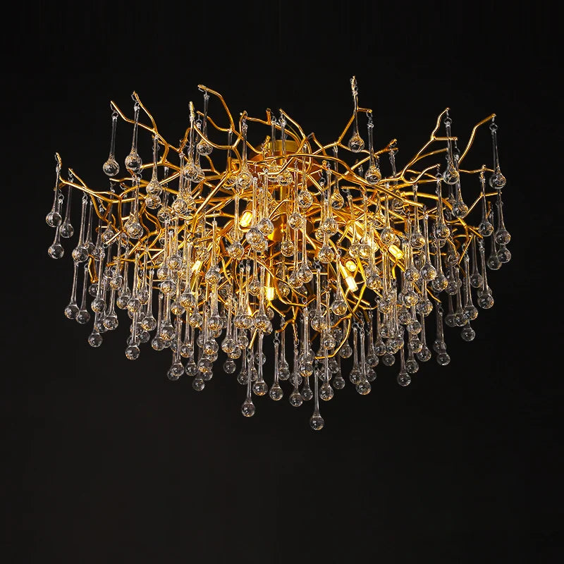 Afralia™ Gold Tree Branch Chandelier for Dining Room