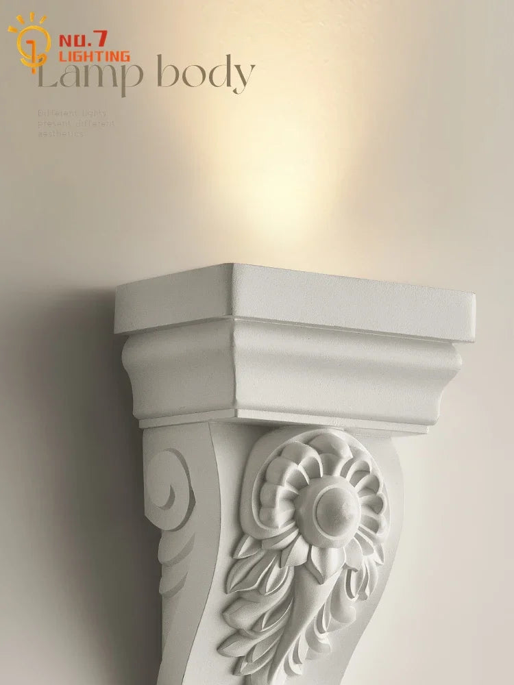 Afralia™ Cream Resin Wall Lamp LED E27 for Classical Living Spaces