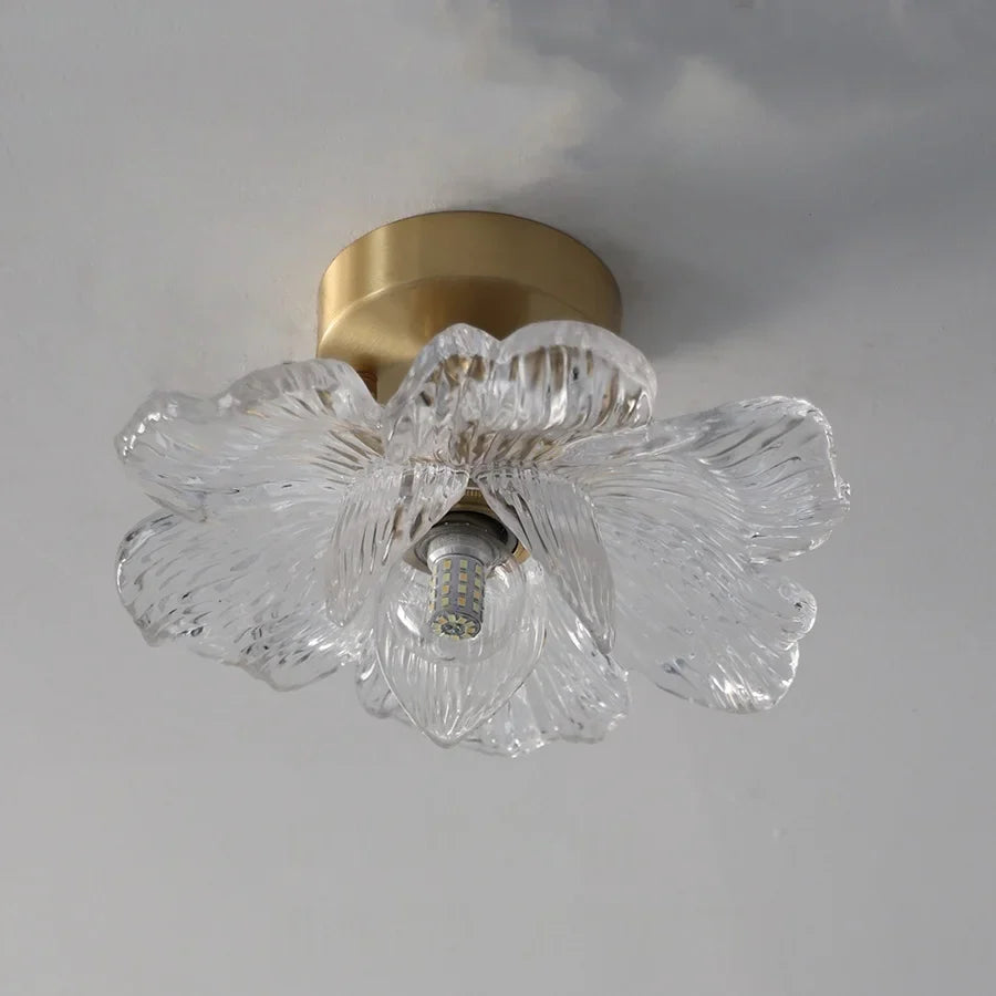 Afralia™ Copper Canopy LED Ceiling Lamp Modern Nordic Flower Acrylic Light Fixtures
