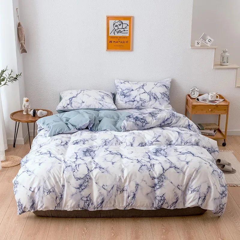 Afralia™ Marble Print Duvet Cover Set - Soft Comfortable Bedding Set