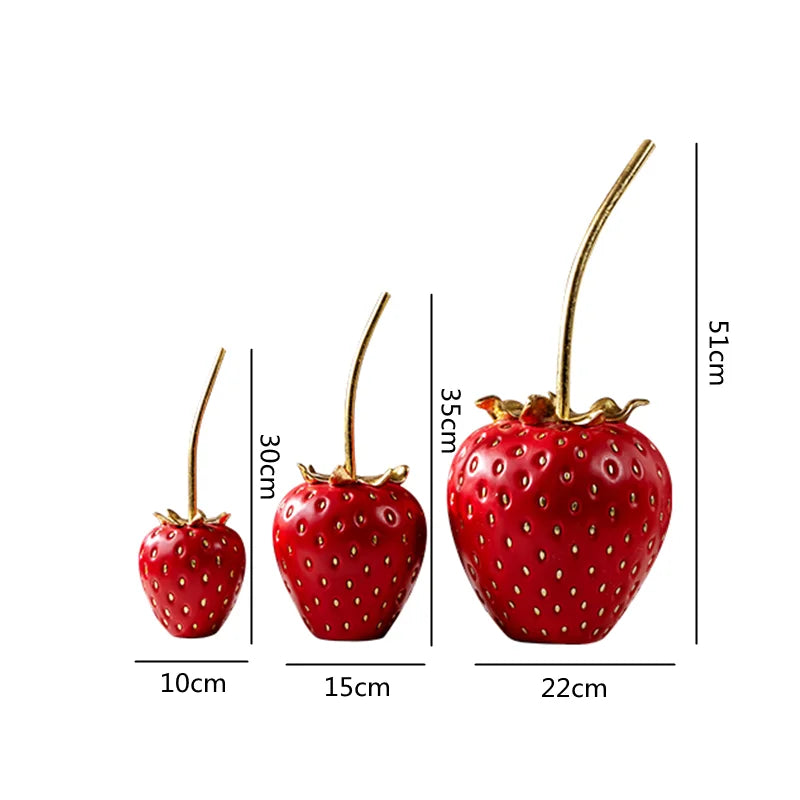 Afralia™ Gold Strawberry Figurine Decor for Home Decor & Display