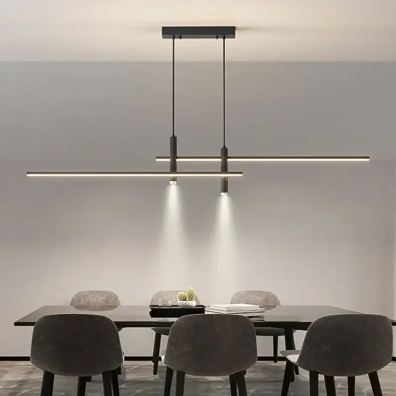 Afralia™ Minimalist LED Pendant Light in Black Gold for Dining Room Chandelier Home Lighting