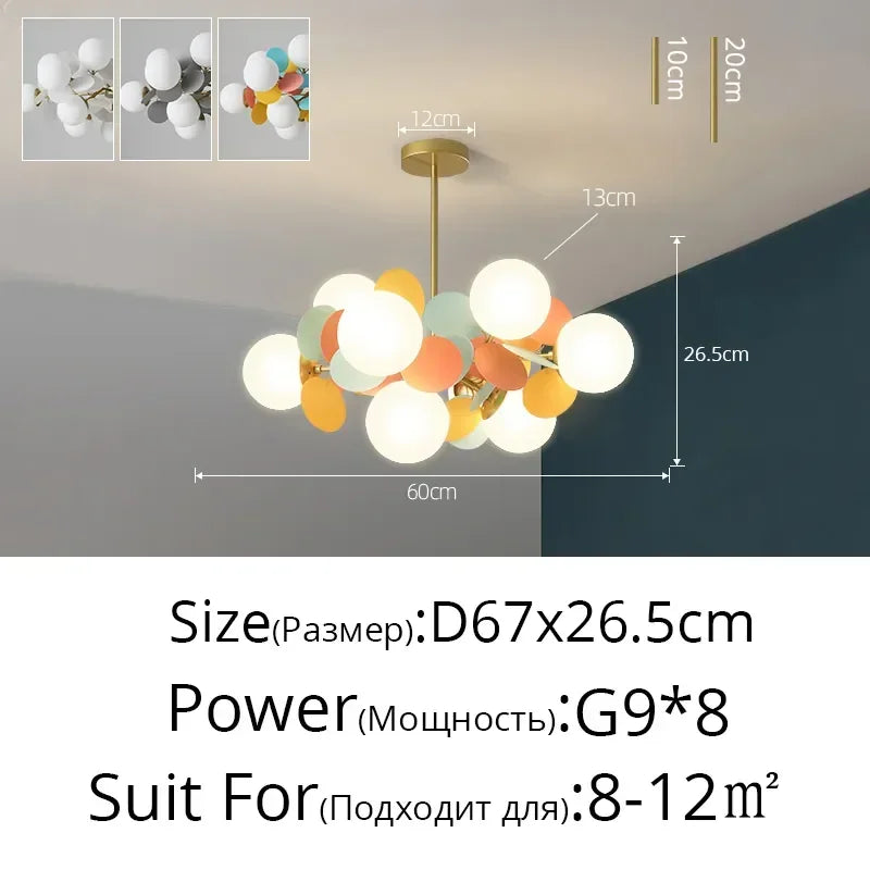 Afralia™ LED Colorful Chandelier for Living Room Bedroom Dining Modern Flash Bulbs
