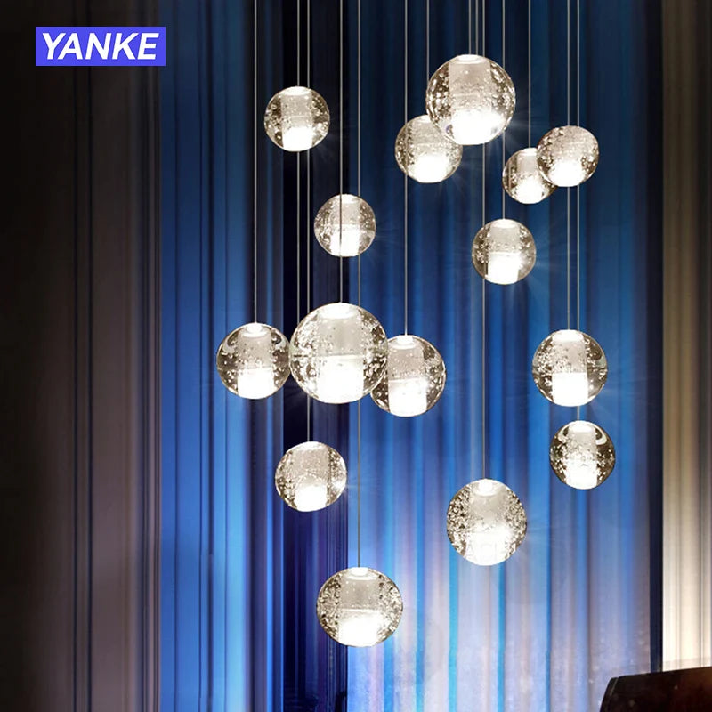 Afralia™ Crystal Bubble Ball Pendant Light for Home Decor and Hospitality Spaces