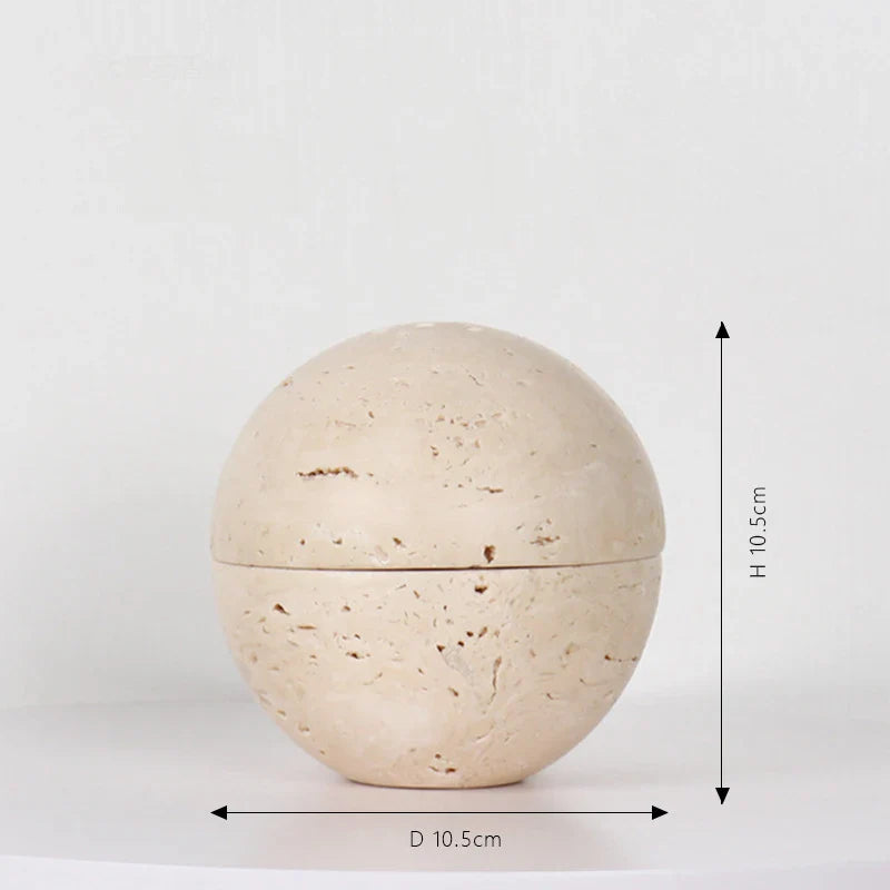 Afralia™ Beige Travertine Sphere Incense Burner - Natural Marble Stone Religious Ornament